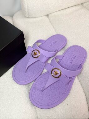Versace Lilac Medusa Jelly Thong Sandals